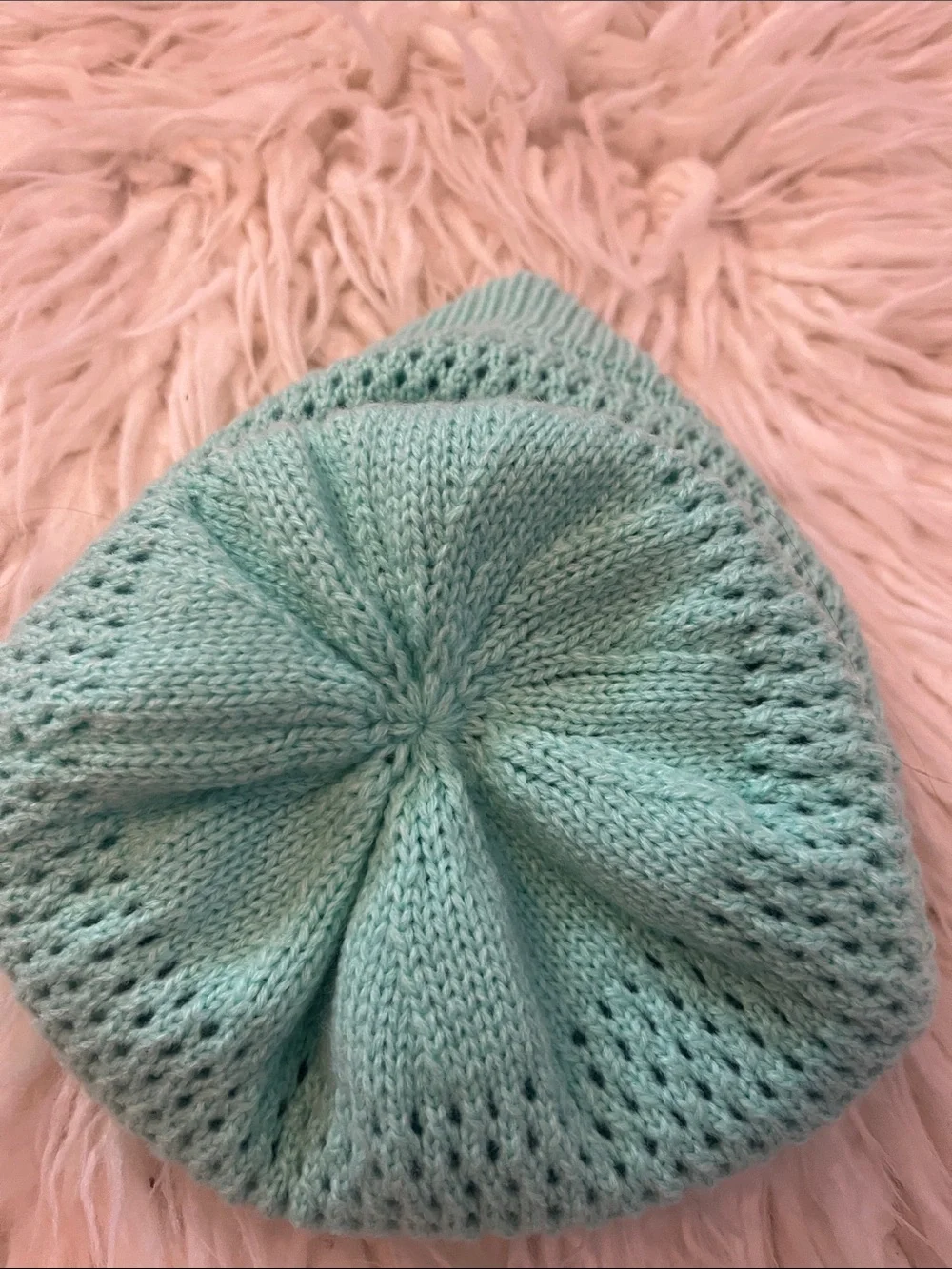 The North Face Mint & Teal Green Open-Stitch Kids Beanie Size Small